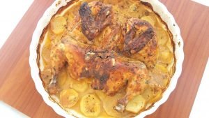 دجاج وبطاطا محمرة في الفرن - Poulet au four aux pommes de terre