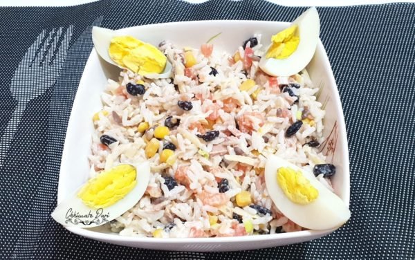 سلطة الأرز واللوبيا حمرا - Salade de riz aux haricots rouges